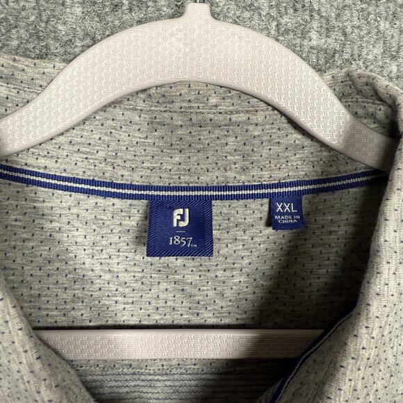 FJ FootJoy Mens Size XXL Dots Golf Polo Shirt Gray Performance Short Sleeves - Picture 6 of 8